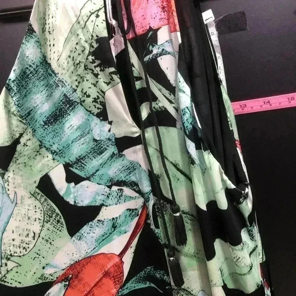 LC Lauren Conrad Halter Slip dress,spaghetti strap,asymmetrical hem,tropical - Picture 3 of 7